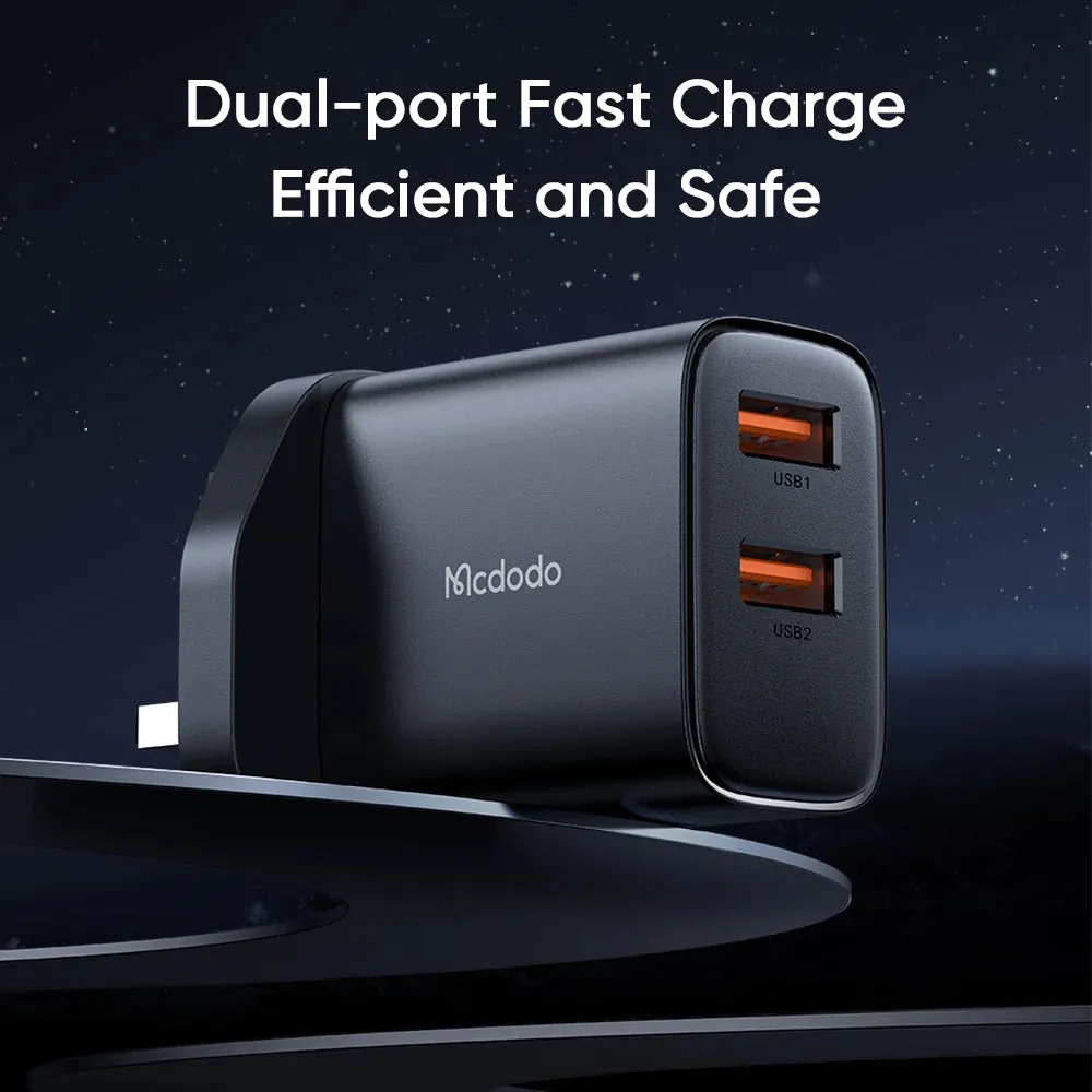 12W Dual USB Charger with USB C Cable