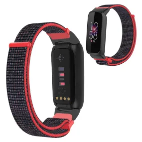 14mm Fitbit Luxe nylon loop watch strap - Black / Red