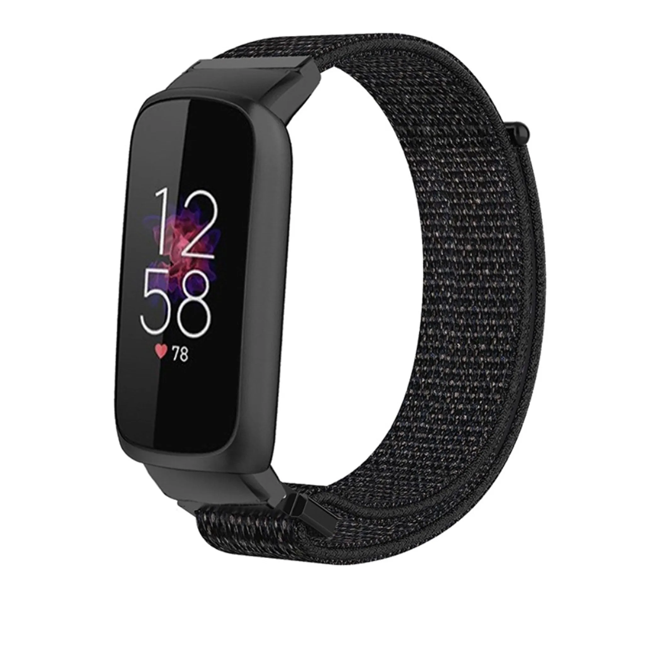 14mm Fitbit Luxe nylon loop watch strap - Black