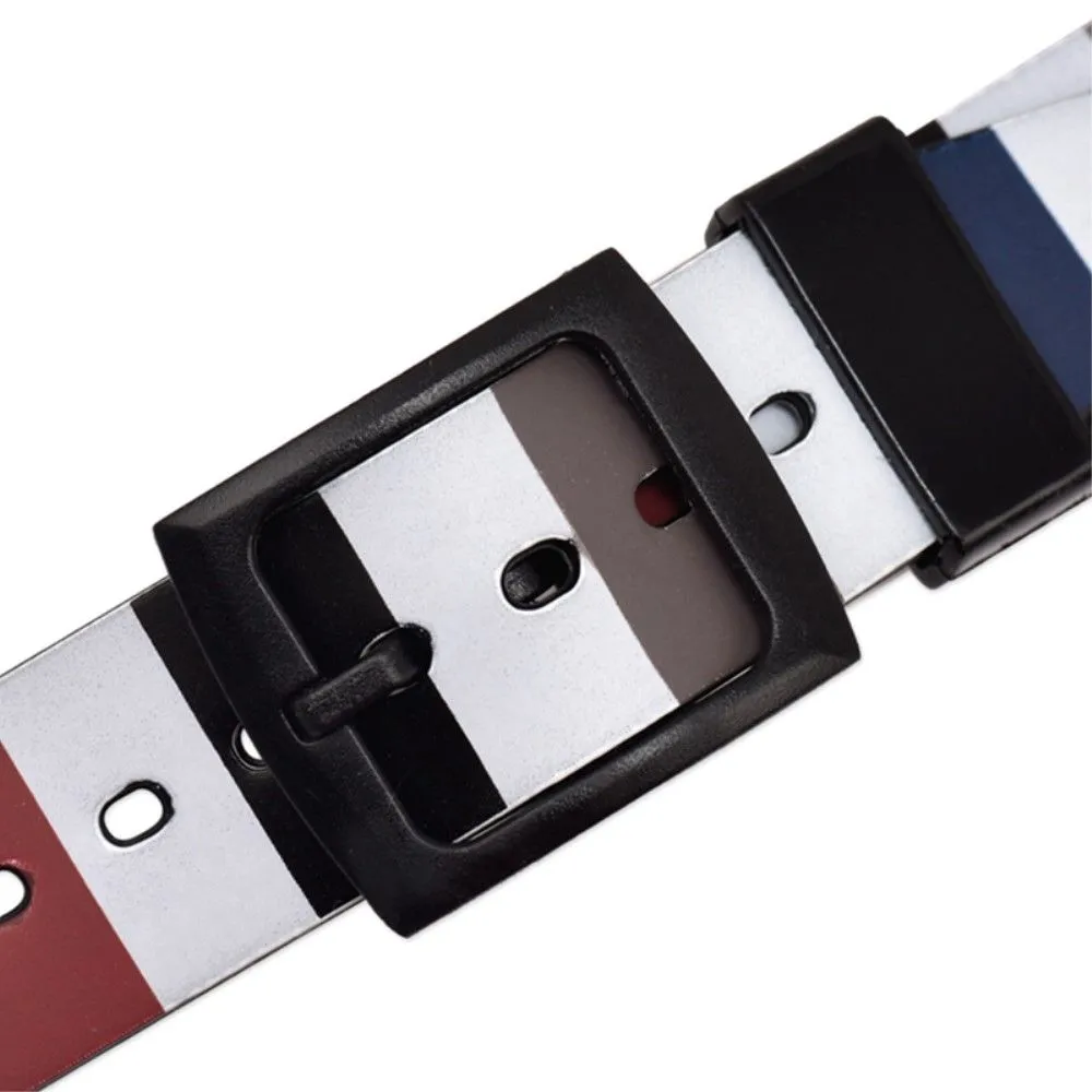 17mm Universal stripe printed silicone watch strap - Blue / Brown / Red / Black