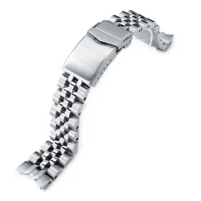 20mm Angus-J Louis JUB Watch Band for Seiko Alpinist SARB017 SPB155 SBEJ005 (compatible with Hamilton Khaki H70455733), Stainless Steel - Polished Center Links, V Diver Clasp