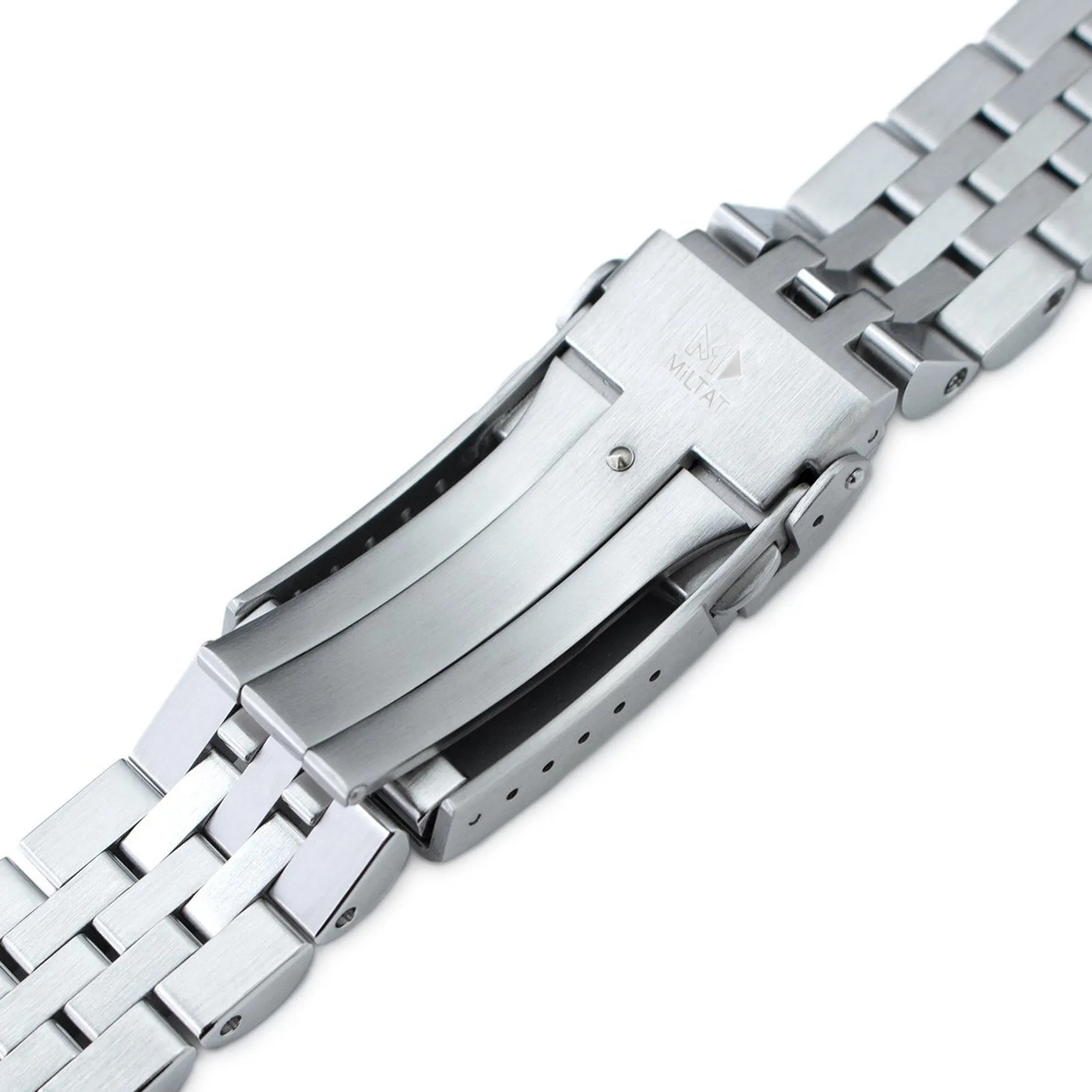 20mm Angus-J Louis Watch Band for Seiko Cocktail SRPB41 SSA345 SSA341, Stainless Steel - Brushed with Polished Center, V Diver Clasp