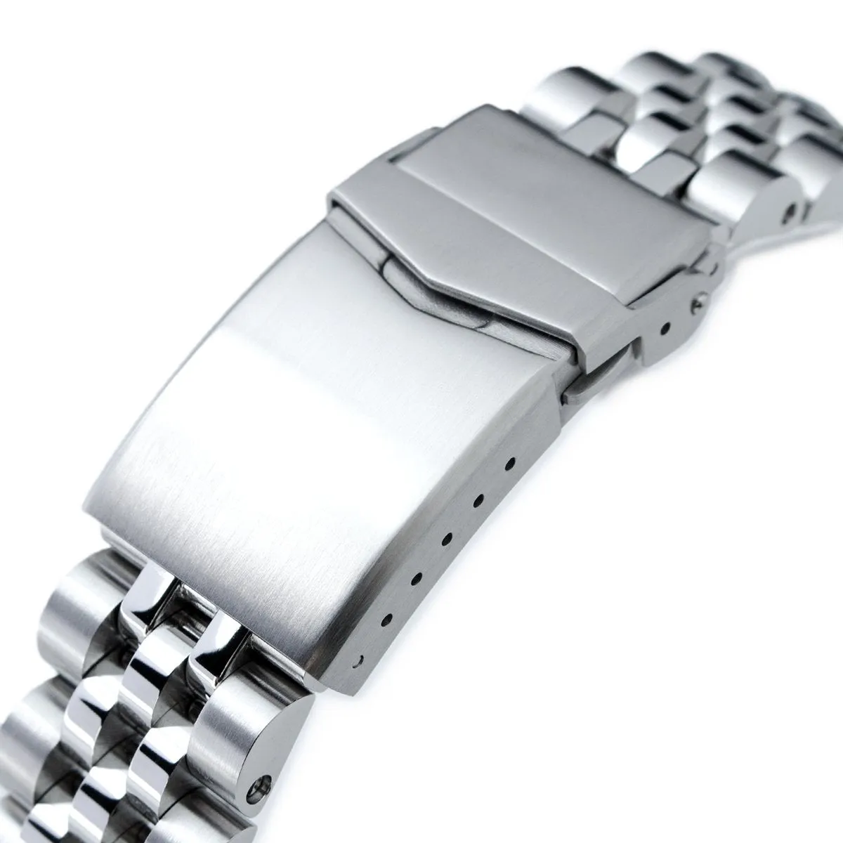 20mm Angus-J Louis Watch Band for Seiko Cocktail SRPB41 SSA345 SSA341, Stainless Steel - Brushed with Polished Center, V Diver Clasp