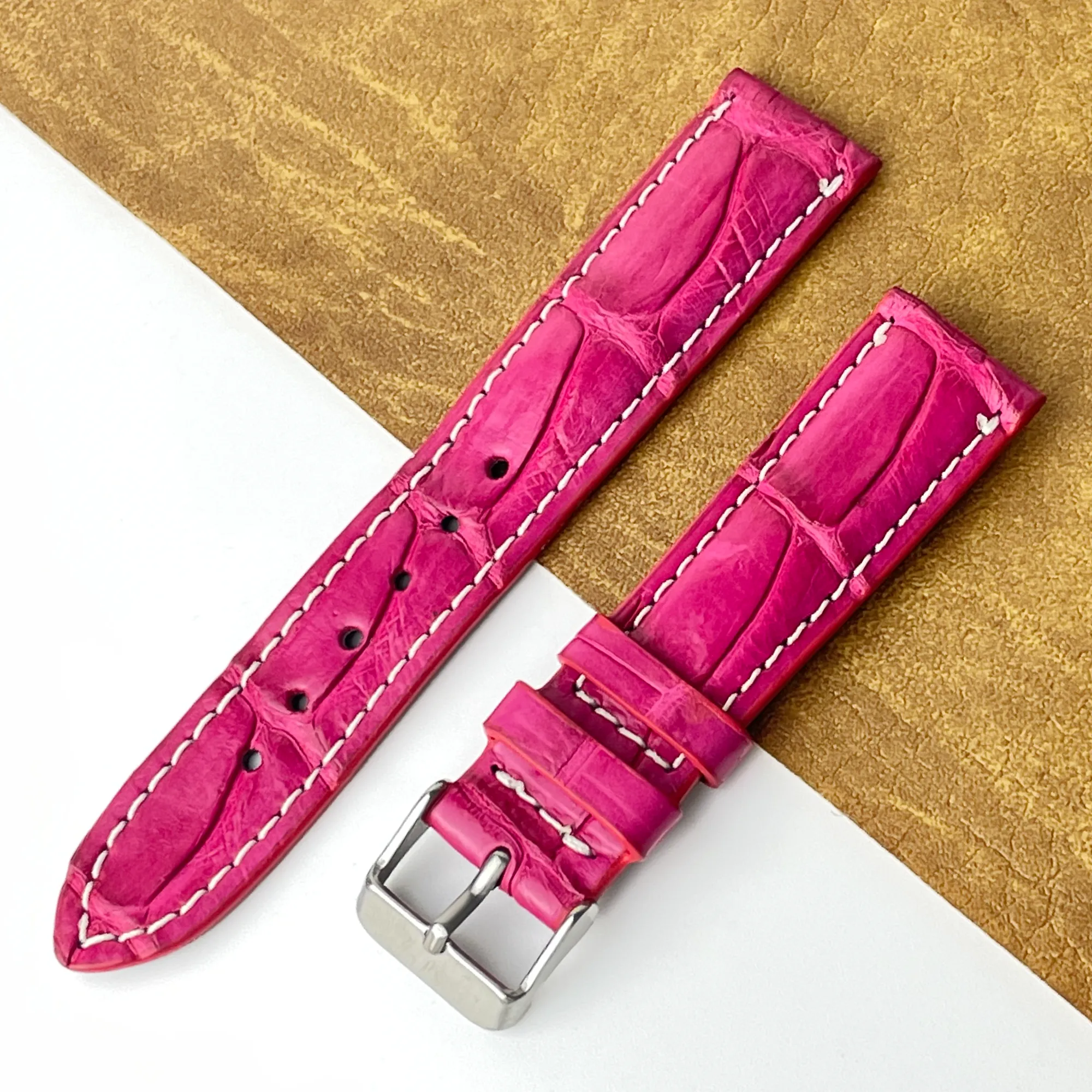 20mm Pink Unique Texture Alligator Watch Band For Men DH-226-A