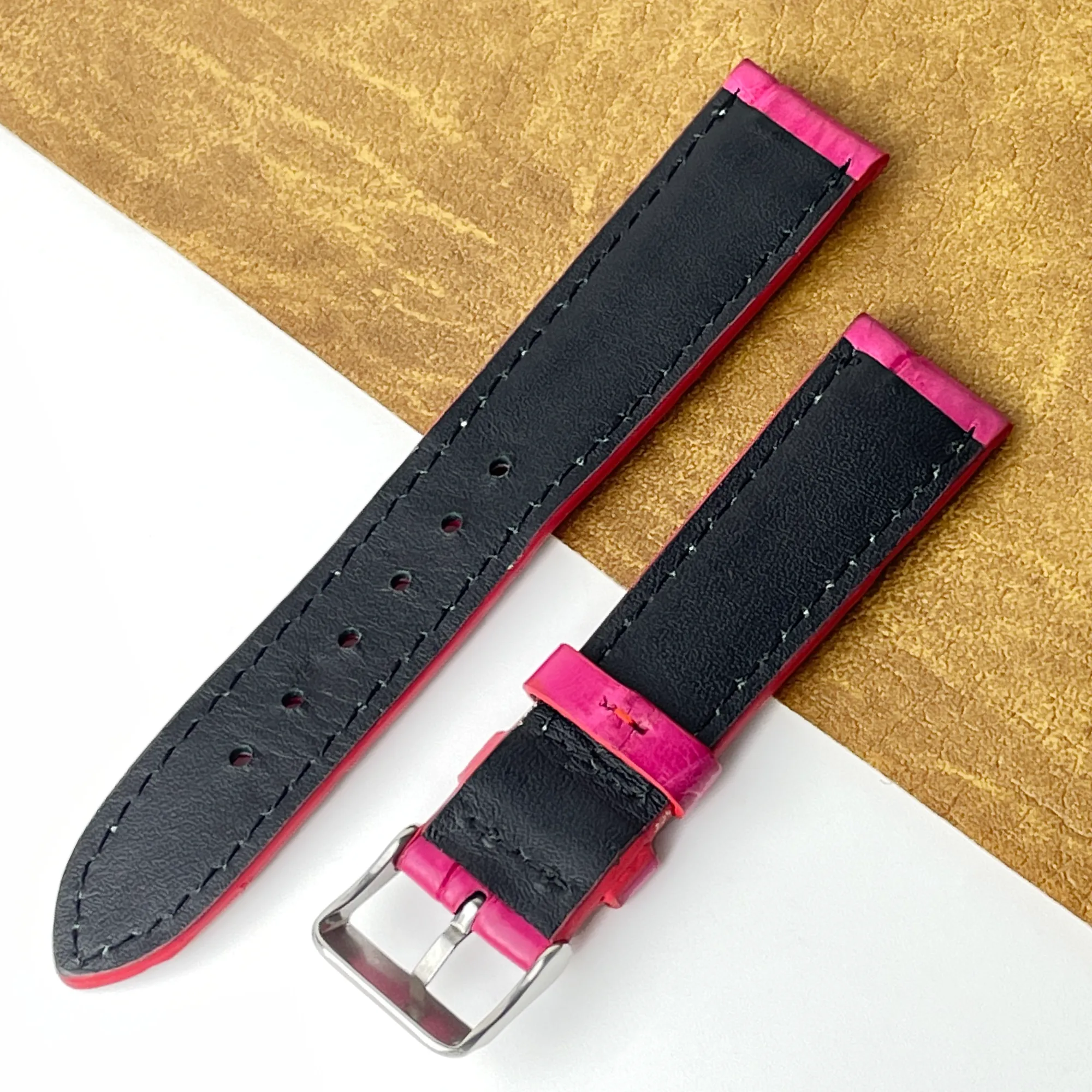 20mm Pink Unique Texture Alligator Watch Band For Men DH-226-A