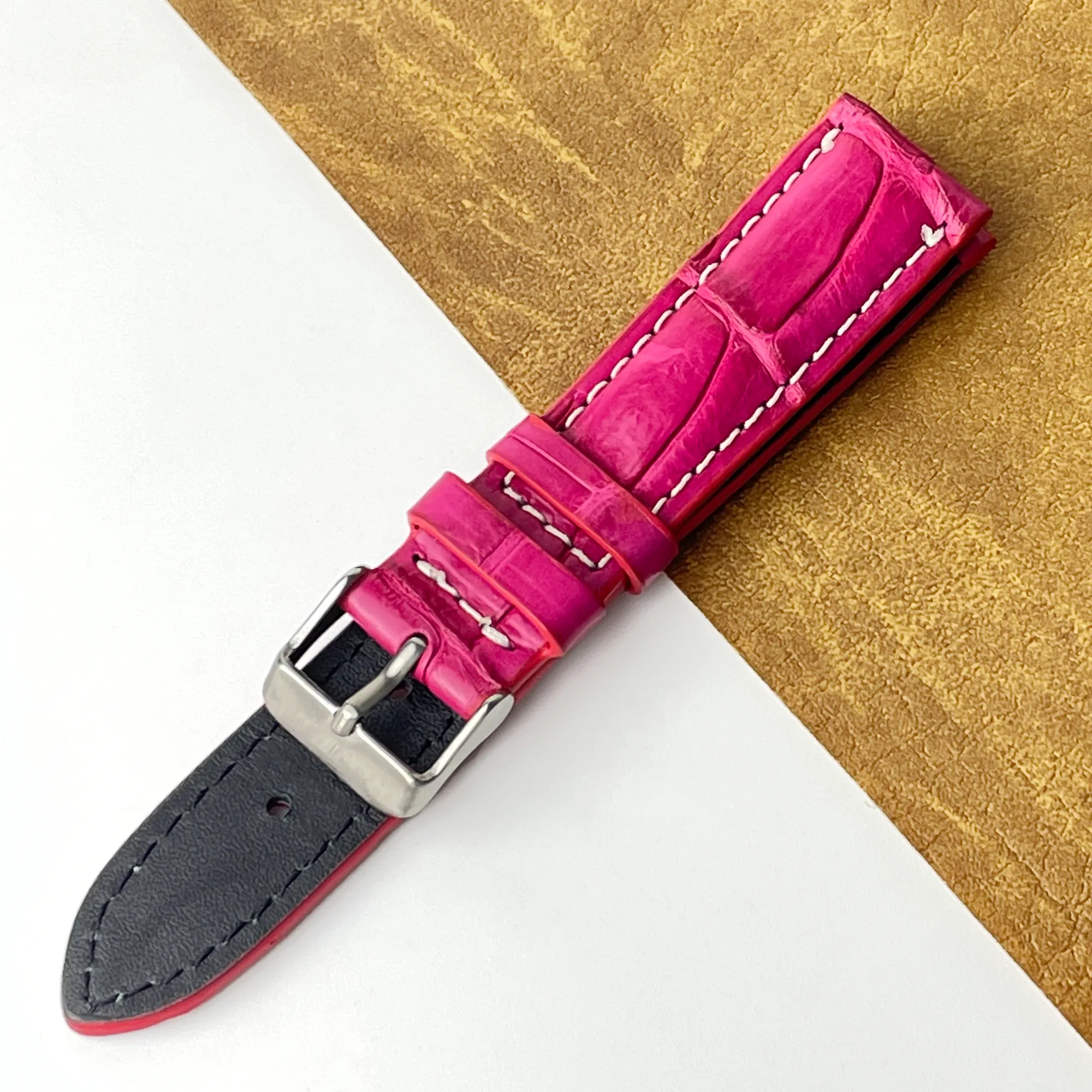 20mm Pink Unique Texture Alligator Watch Band For Men DH-226-A