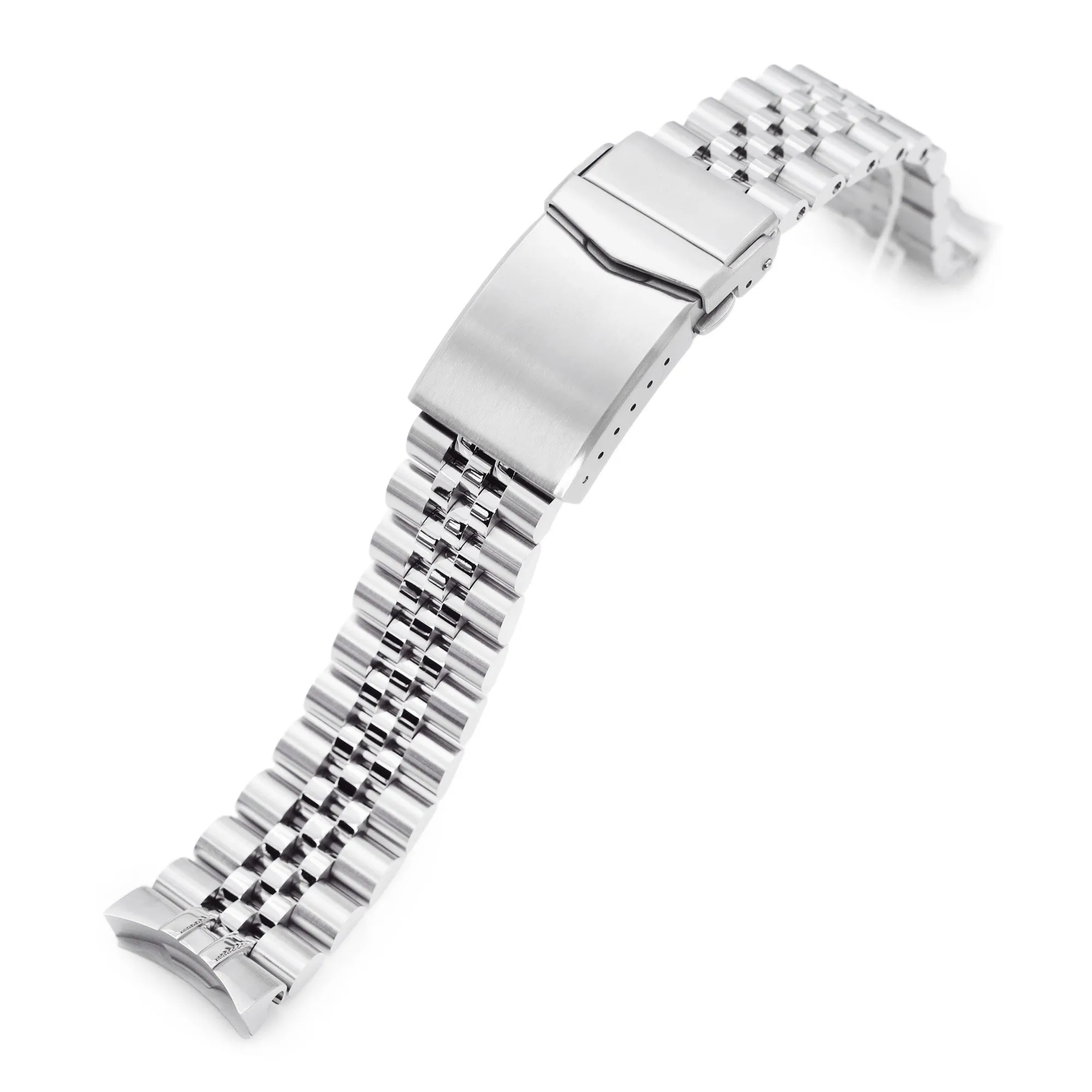 20mm Super-J Louis JUB Watch Band for Seiko 5 Sports 38mm SRPK29 SRPK31 SRPK33, Stainless Steel - Brushed with Polished Center, V Diver Clasp