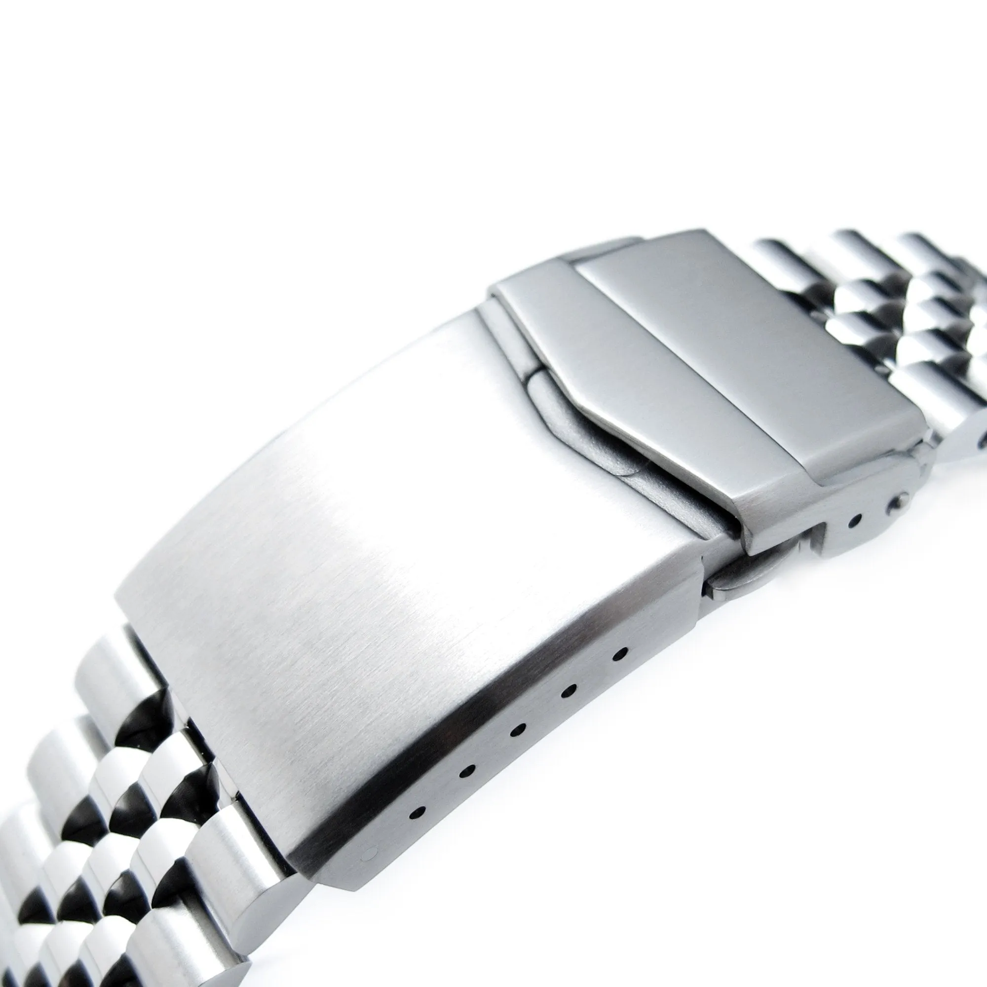 20mm Super-J Louis JUB Watch Band for Seiko 5 Sports 40mm SRPE51 SRPE53 SRPG35, Stainless Steel - Brushed with Polished Center, V Diver Clasp