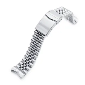 20mm Super-J Louis JUB Watch Band for Seiko Baby MM 200 SBDC061 SPB077 SBDC063, Stainless Steel - Brushed with Polished Center, V-Diver Clasp