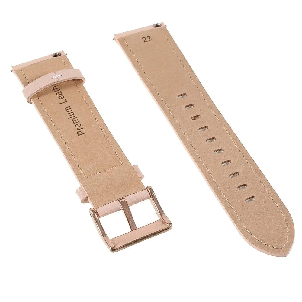 22m Universal quick release genuine leather watch strap - Light Pink