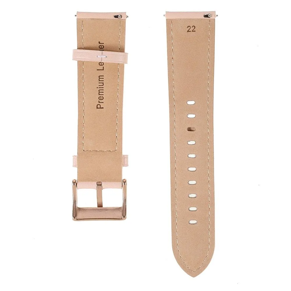 22m Universal quick release genuine leather watch strap - Light Pink