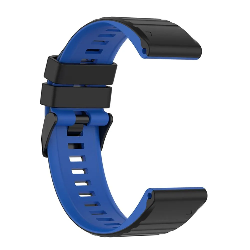 22mm dual color silicone watch strap for Garmin watch  - Black / Blue