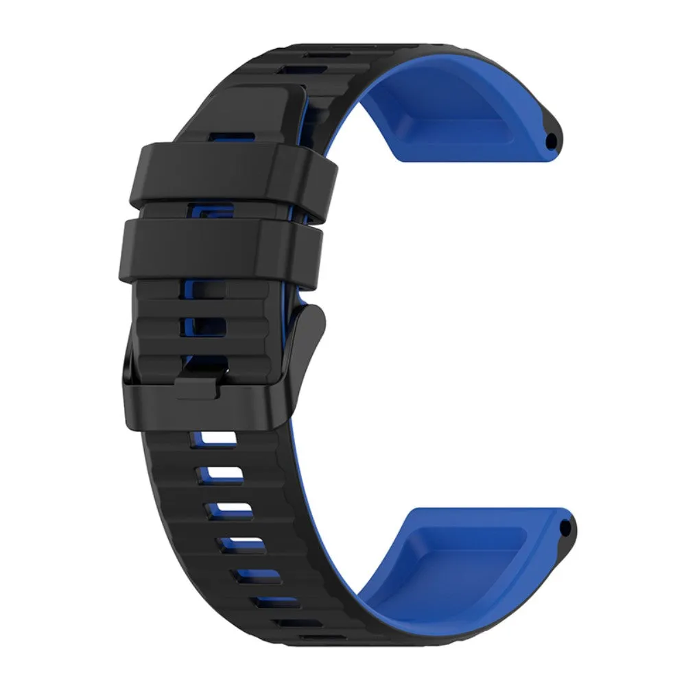 22mm dual color silicone watch strap for Garmin watch  - Black / Blue