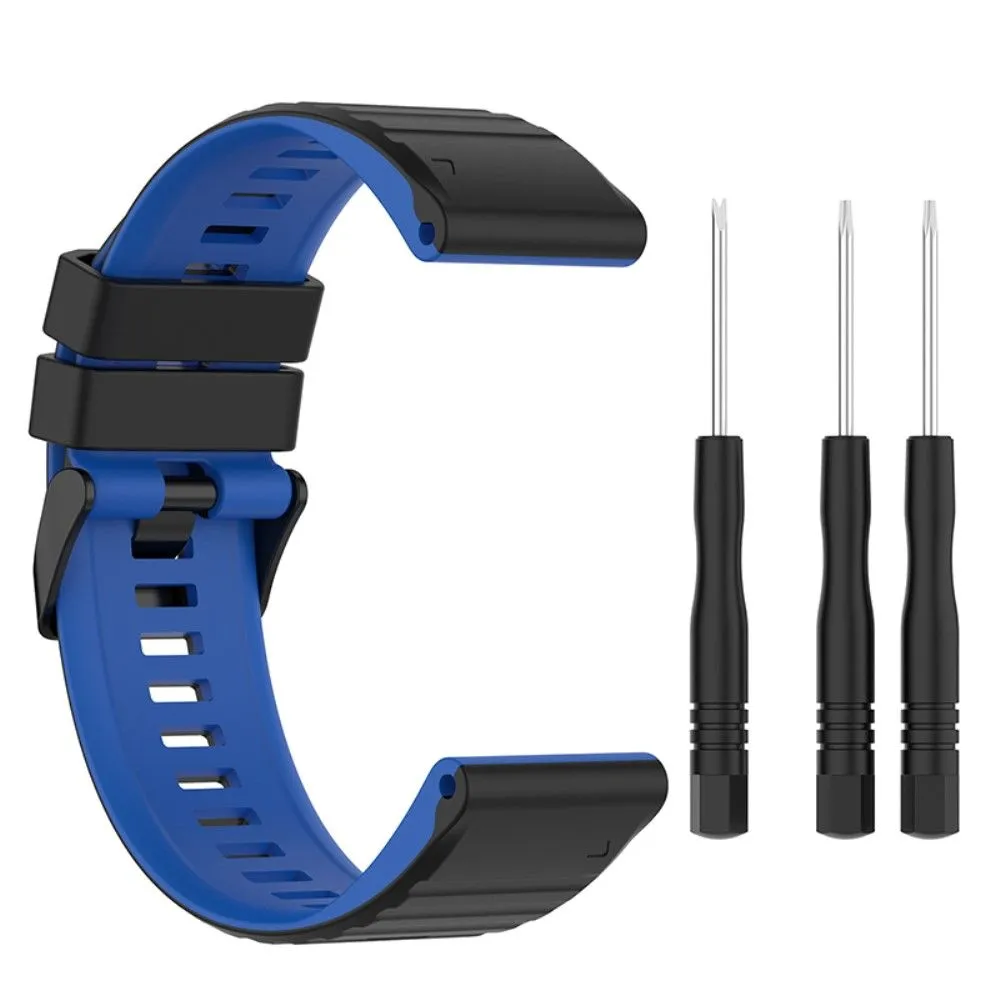 22mm dual color silicone watch strap for Garmin watch  - Black / Blue