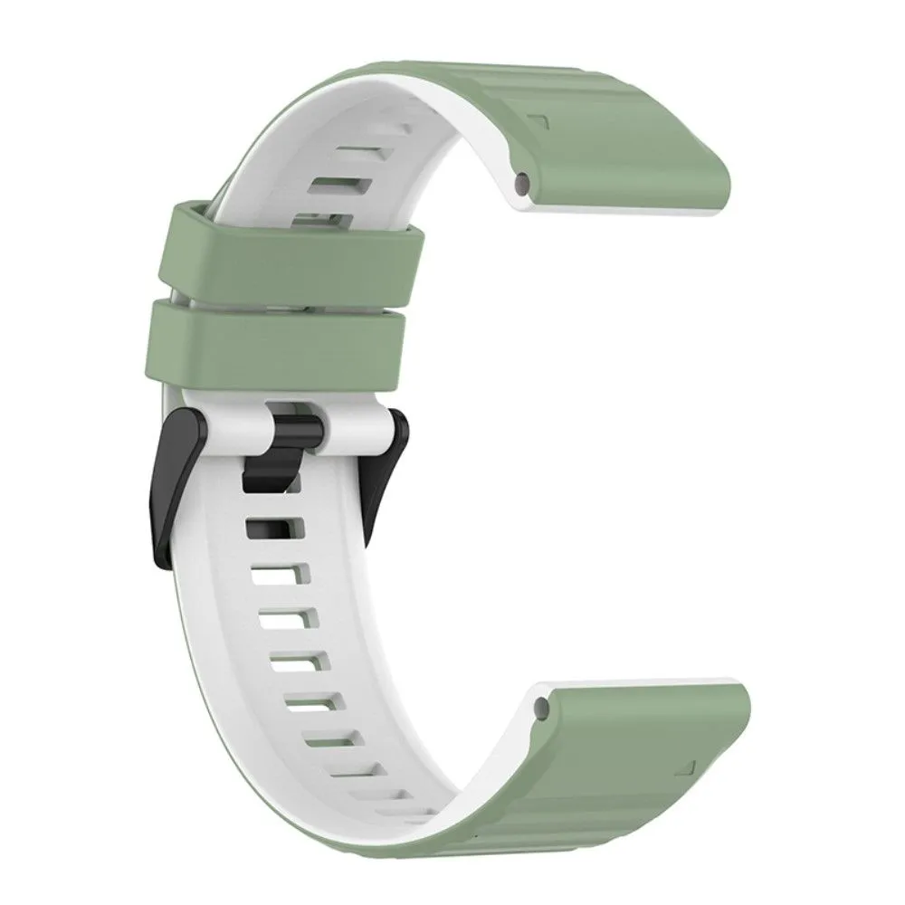 22mm dual color silicone watch strap for Garmin watch  - Pine Needle Green / White