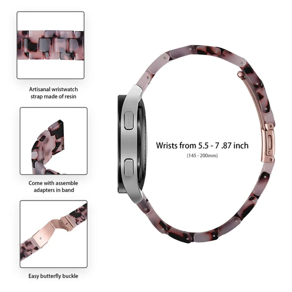 22mm fashionable 3 bead resin watch strap for Amazfit watch - Brown / Light Pink