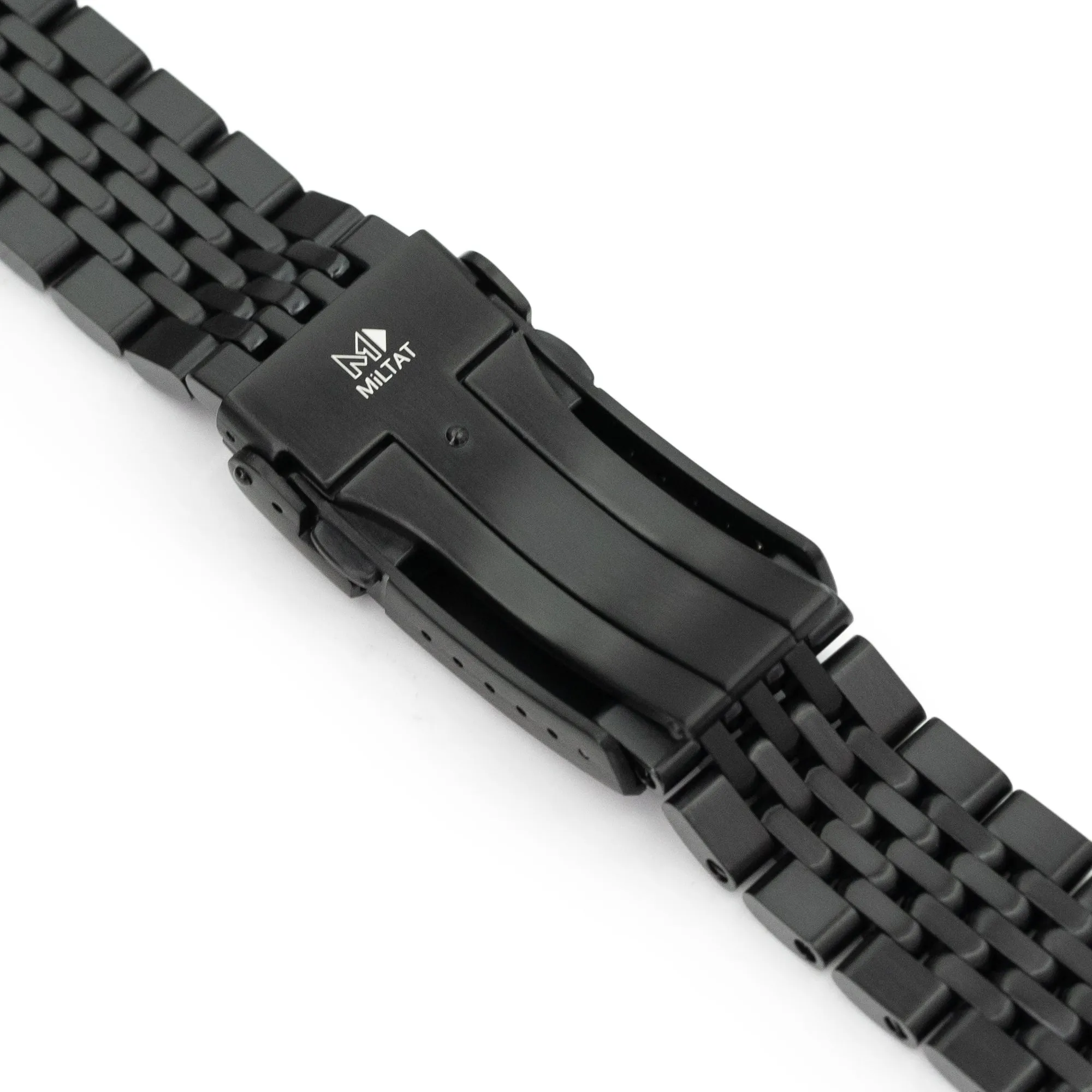 22mm Goma BOR Watch Band Straight End, 316L Stainless Steel Diamond-like Carbon (DLC coating) V-Clasp