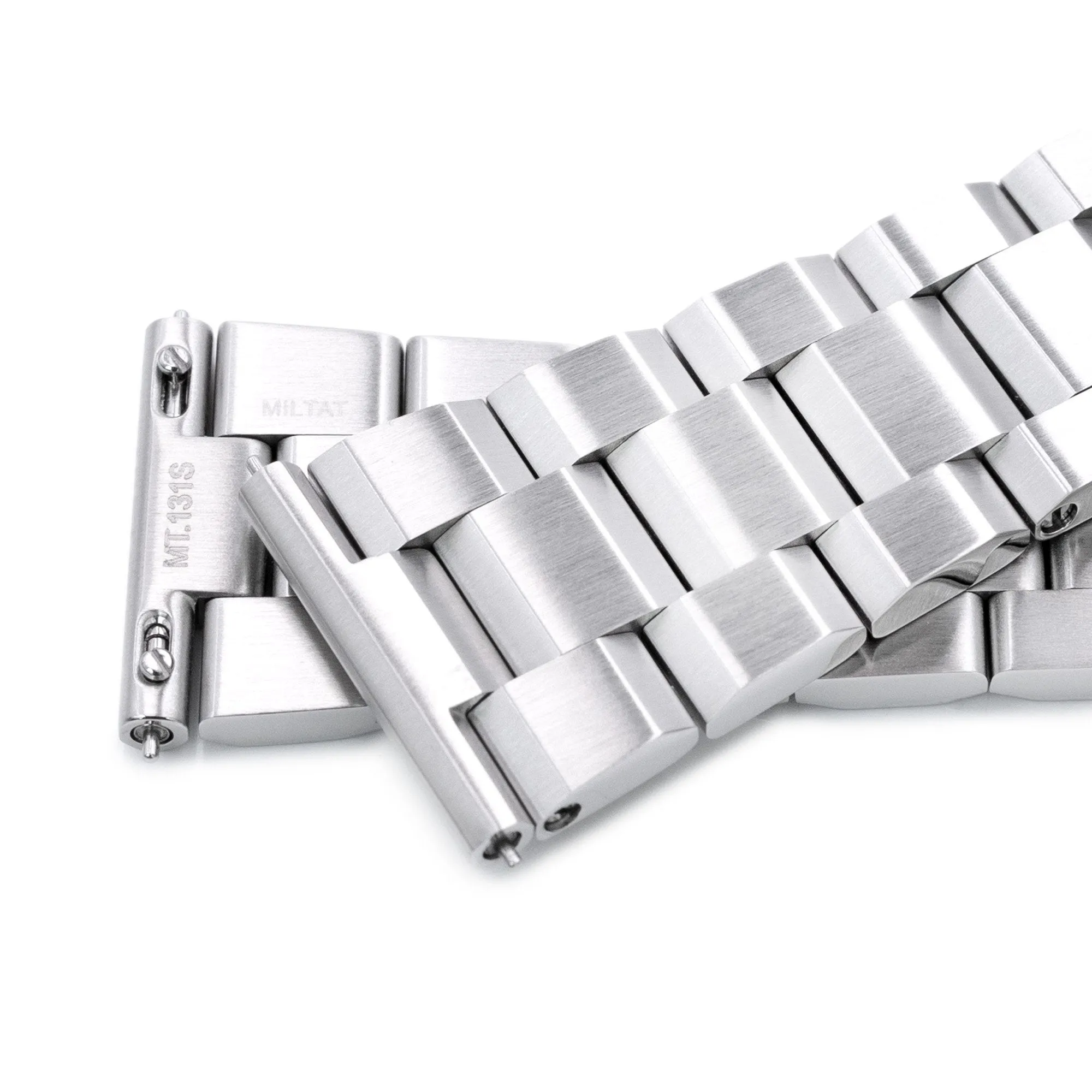 22mm Hexad III QR Watch Band Straight End Quick Release, 316L Stainless Steel Brushed V-Clasp