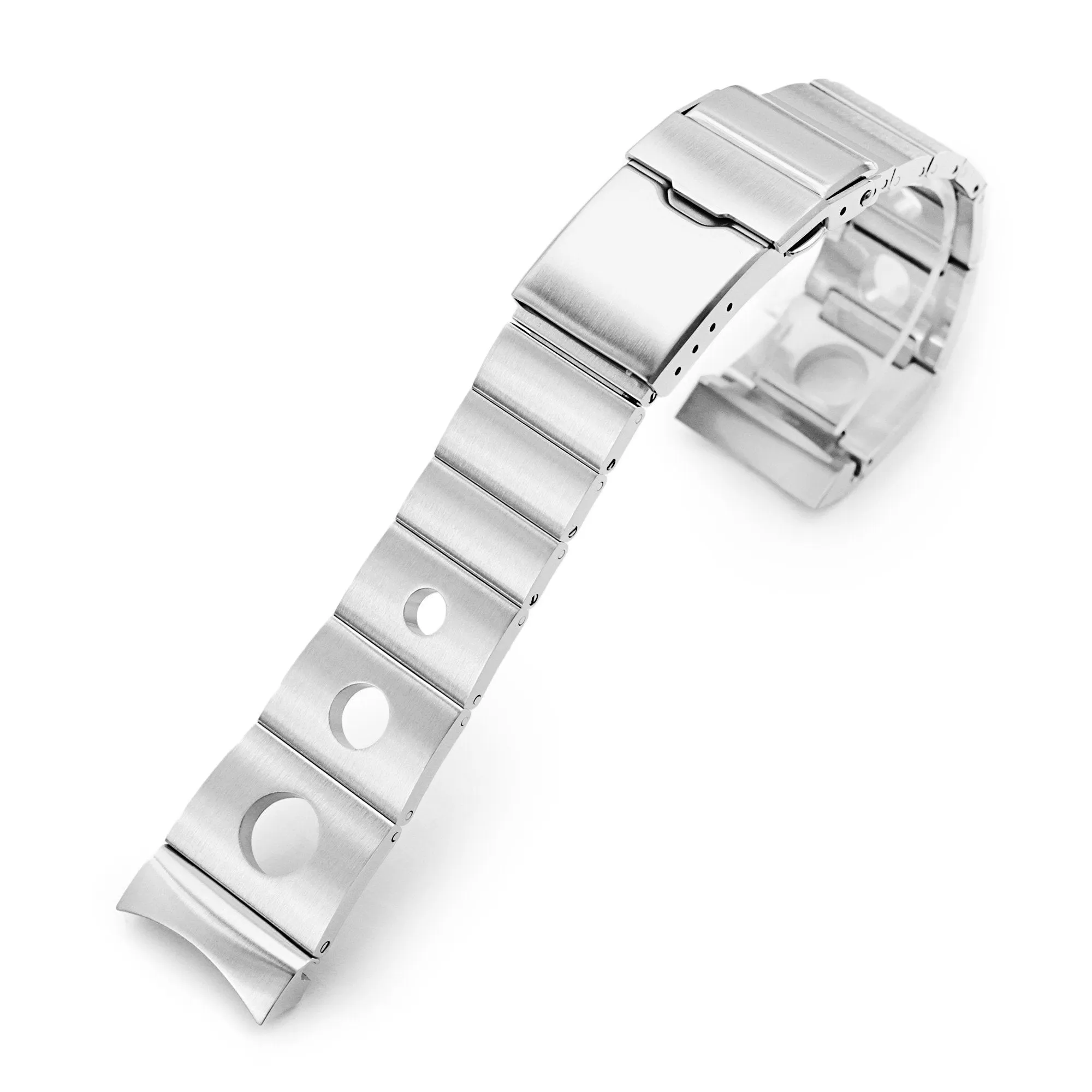 22mm Rollball II Watch Band for Orient Kamasu RA-AA0002L19B RA-AA0004E19A RA-AA0006L19A, Stainless Steel - Brushed, Baton Diver Clasp