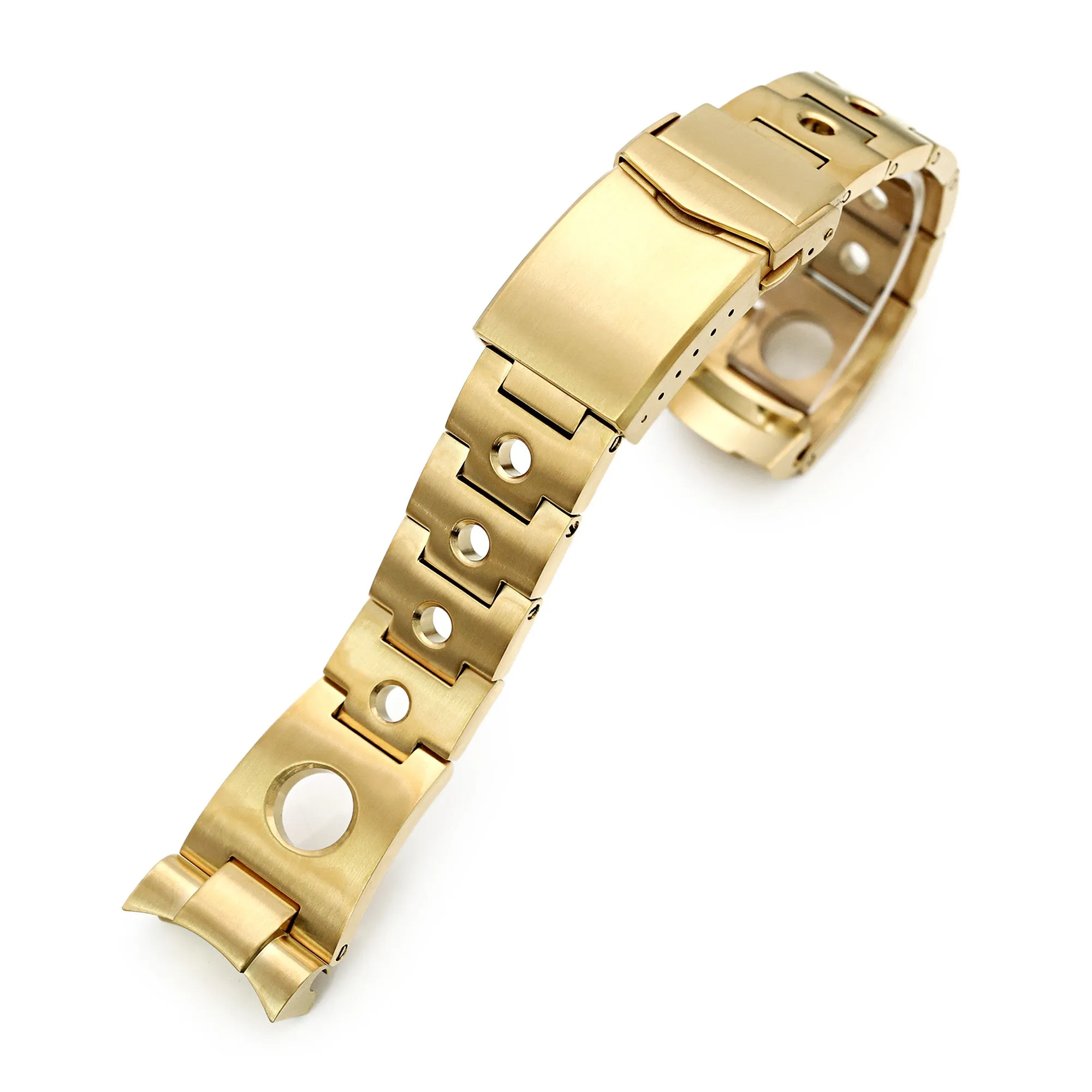 22mm Rollball Watch Band for Seiko 5 Sports 42.5mm SRPE74 SRPE74K SRPE74K1, Stainless Steel - Full IP Gold, V Diver Clasp