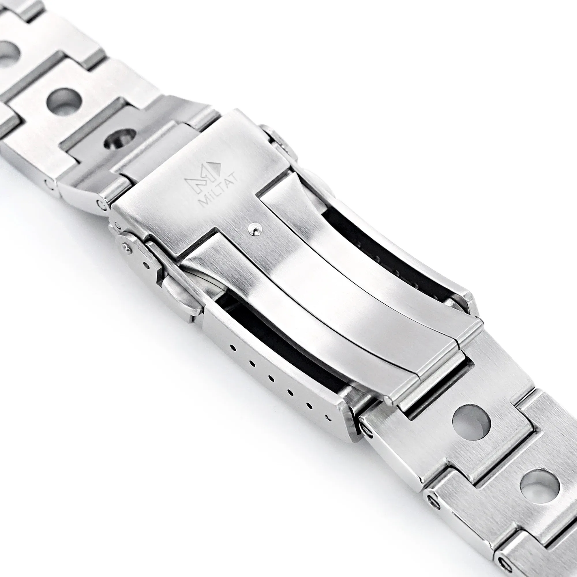 22mm Rollball Watch Band for Seiko SKX007 SKX009 SKX011, Stainless Steel - Brushed, V Diver Clasp