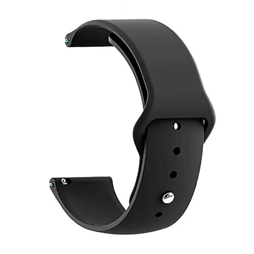 22mm universal Smartwatch Silicone Strap Black Diagonal