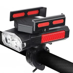 2400mAh red black Outdoor cycling bike front light with emergency light, with power bank, mobile phone holder,Waterproof,rechargeable AZ22535