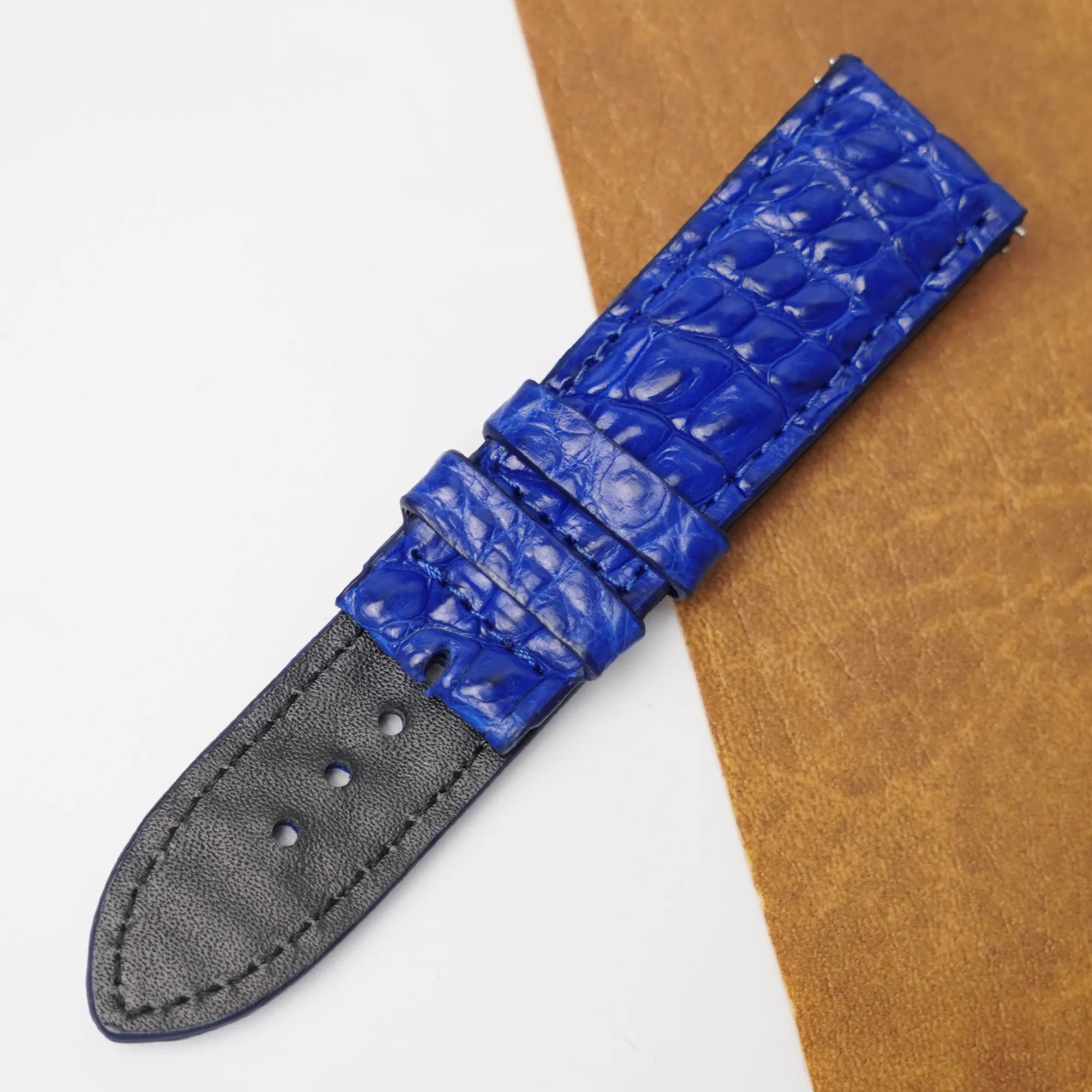 24mm Blue Unique Pattern Alligator Leather Watch Band For Men DH-50Q