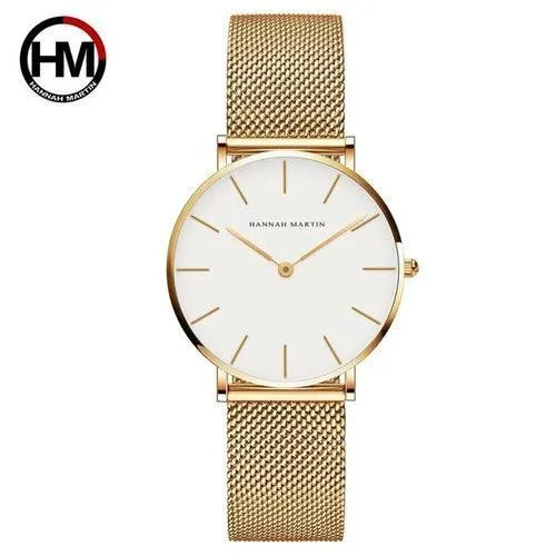 36mm Japan Quartz Movement Ladies Wristwatches Stainless Steel Mesh