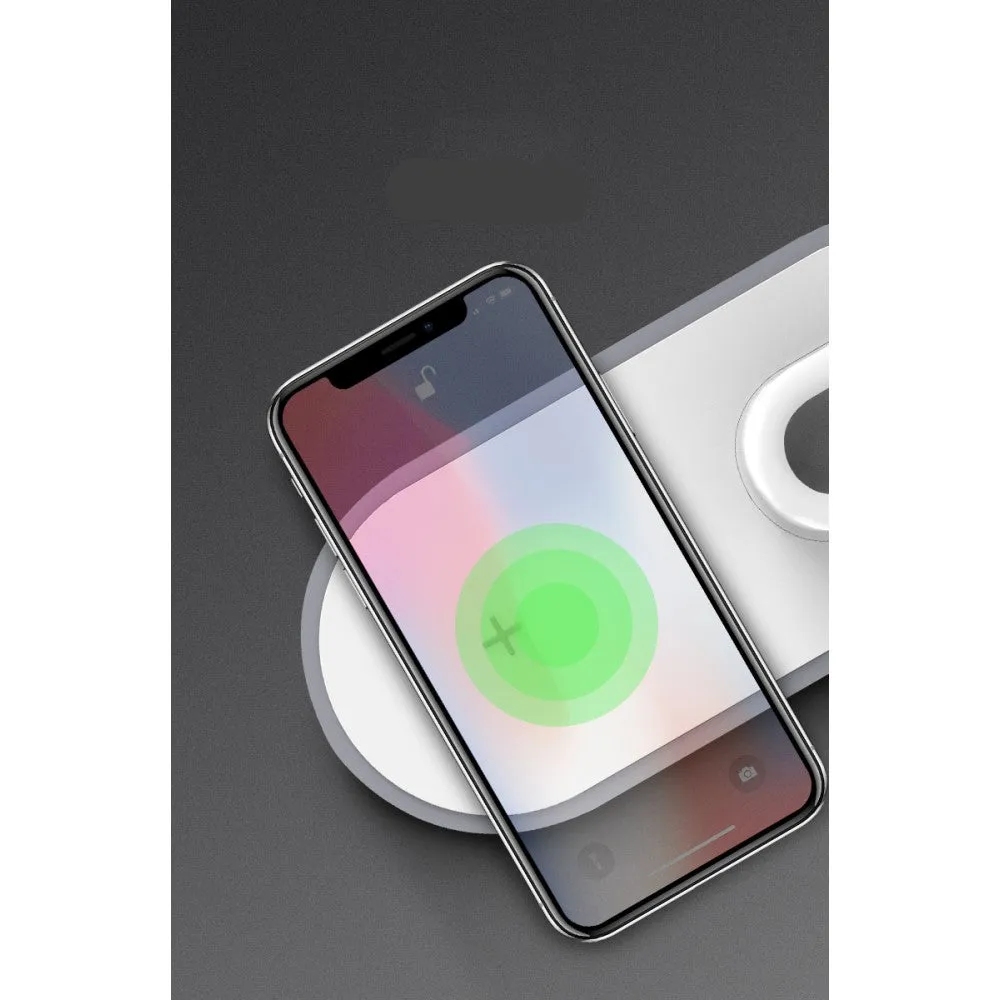 3in1 Multifunction Fast Charge Qi Wireless Charging Pad for iPhone / Apple Watch / AirPods Charging Port - White