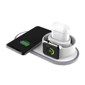 3in1 Multifunction Fast Charge Qi Wireless Charging Pad for iPhone / Apple Watch / AirPods Charging Port - White