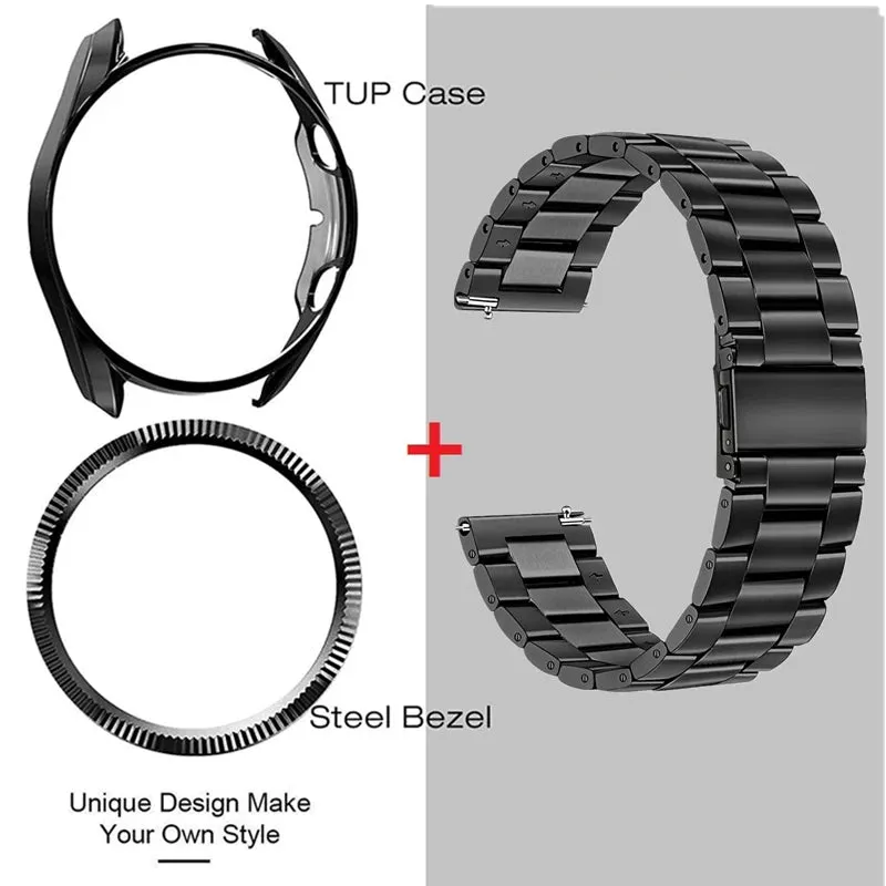 3pcs for Samsung Galaxy Watch 4 6 Classic 42mm 46mm 47mm 43mm Band For Galaxy Watch 3 45mm 41mm Metal Strap Soft Case Ring Bezel