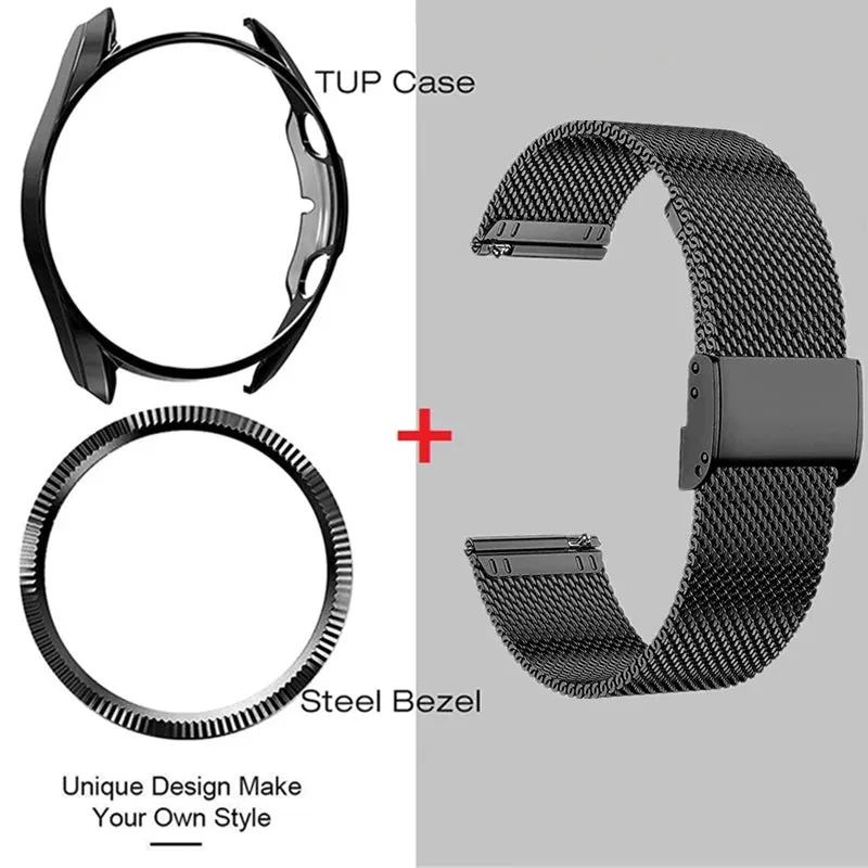 3pcs for Samsung Galaxy Watch 4 6 Classic 42mm 46mm 47mm 43mm Band For Galaxy Watch 3 45mm 41mm Metal Strap Soft Case Ring Bezel