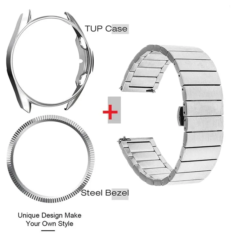 3pcs for Samsung Galaxy Watch 4 6 Classic 42mm 46mm 47mm 43mm Band For Galaxy Watch 3 45mm 41mm Metal Strap Soft Case Ring Bezel