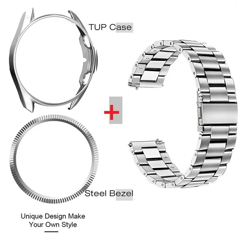 3pcs for Samsung Galaxy Watch 4 6 Classic 42mm 46mm 47mm 43mm Band For Galaxy Watch 3 45mm 41mm Metal Strap Soft Case Ring Bezel