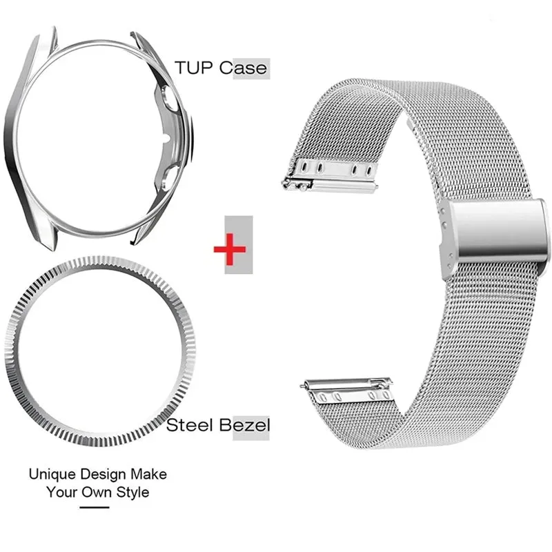 3pcs for Samsung Galaxy Watch 4 6 Classic 42mm 46mm 47mm 43mm Band For Galaxy Watch 3 45mm 41mm Metal Strap Soft Case Ring Bezel