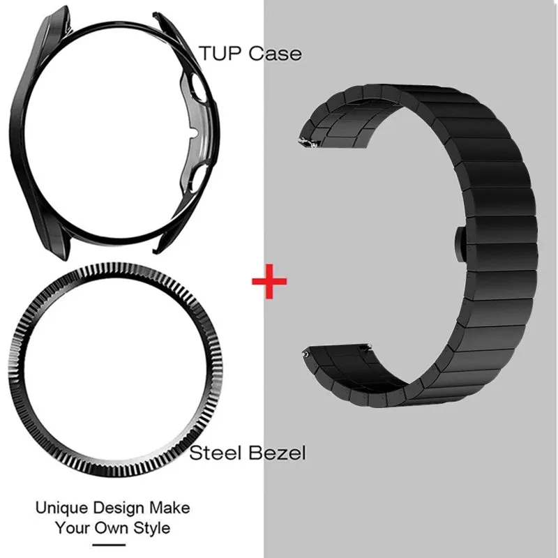 3pcs for Samsung Galaxy Watch 4 6 Classic 42mm 46mm 47mm 43mm Band For Galaxy Watch 3 45mm 41mm Metal Strap Soft Case Ring Bezel