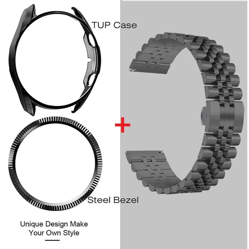 3pcs for Samsung Galaxy Watch 4 6 Classic 42mm 46mm 47mm 43mm Band For Galaxy Watch 3 45mm 41mm Metal Strap Soft Case Ring Bezel