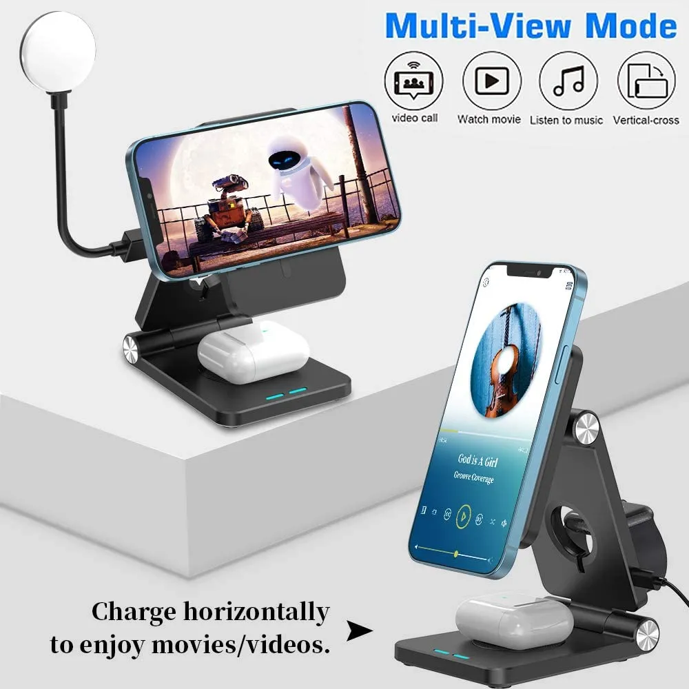 4 in 1 iPhone 12 Magnetic Wireless Charging Station with LED Desk Lamp