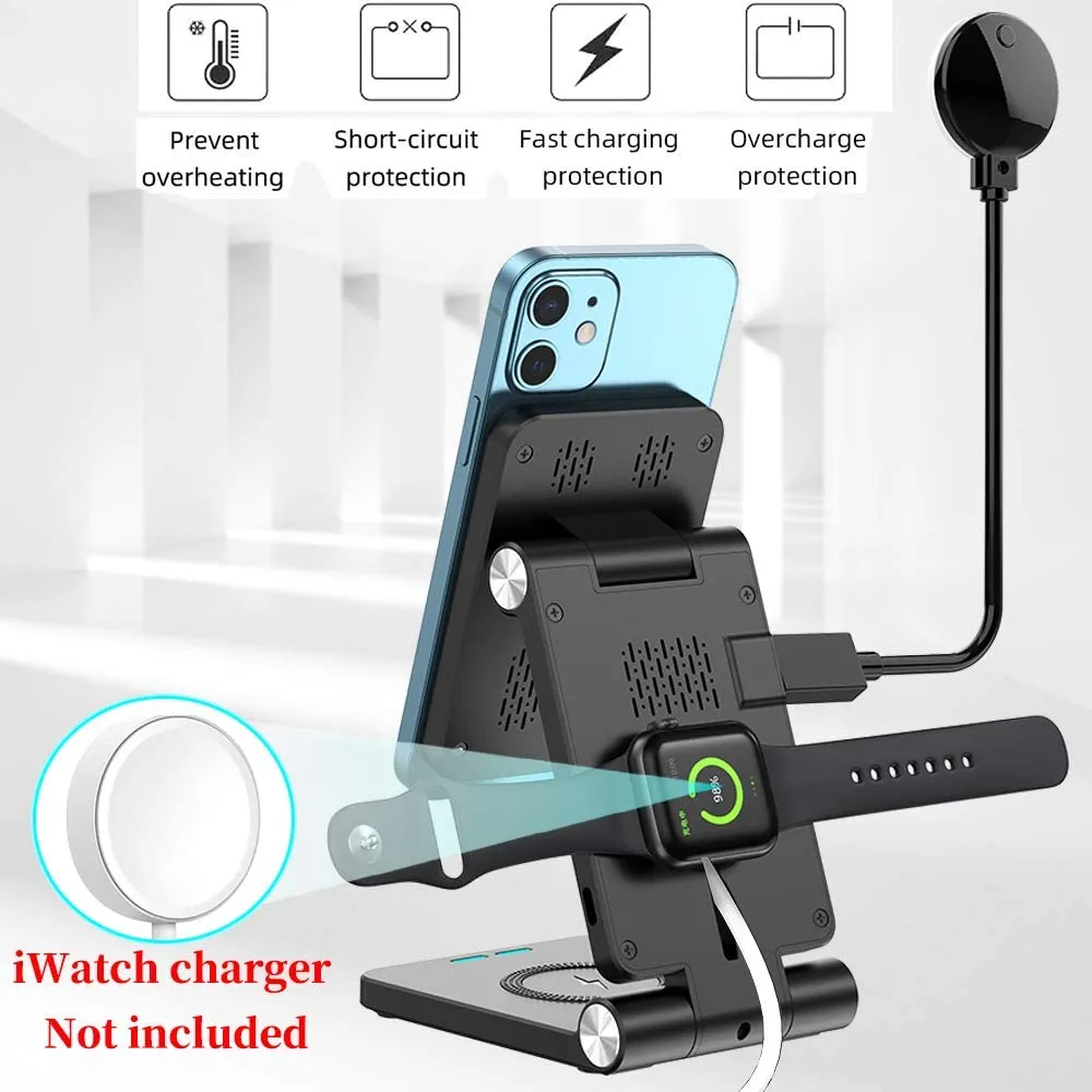 4 in 1 iPhone 12 Magnetic Wireless Charging Station with LED Desk Lamp