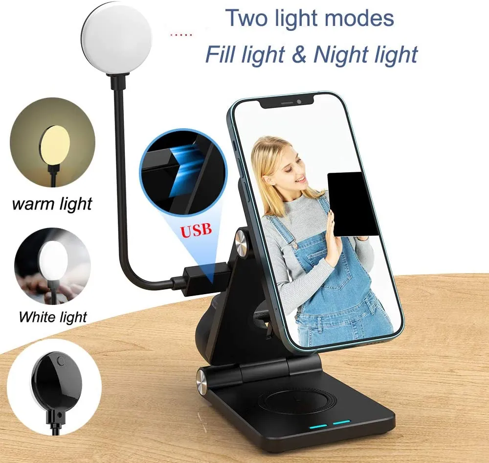 4 in 1 iPhone 12 Magnetic Wireless Charging Station with LED Desk Lamp