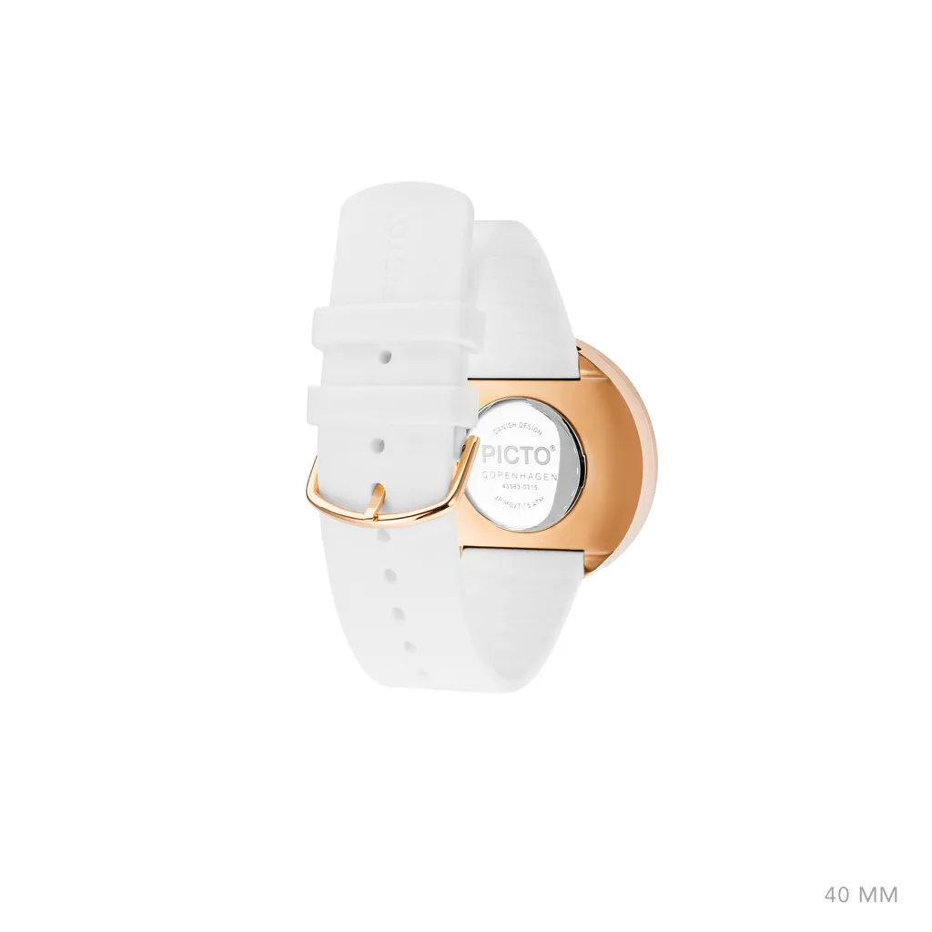 40mm White / Polished Rose Gold