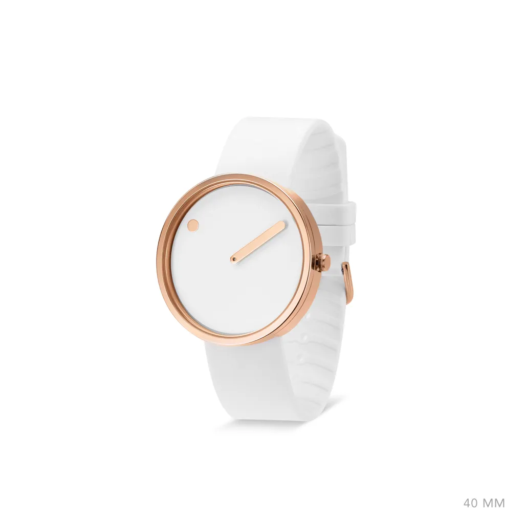 40mm White / Polished Rose Gold