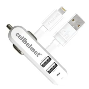 4.8-Amp 3-Port USB Car Charger with USB-A to Lightning(R) Flat Cable, 3 Feet