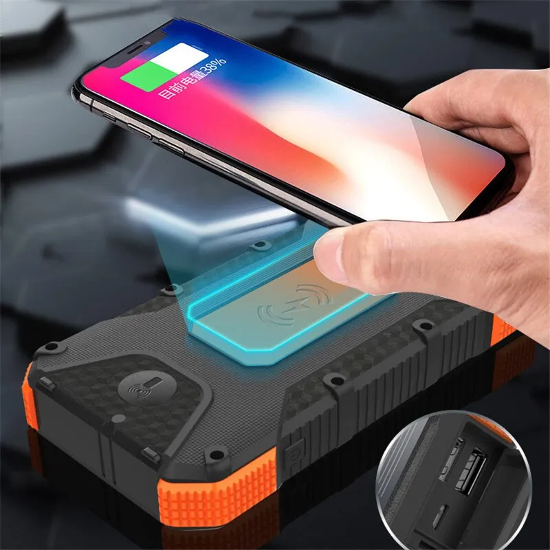 50000mAh Wireless Solar External Battery Wireless Charging Emergency Waterproof SOS LED One-way Fast Charging Portable Power Ban