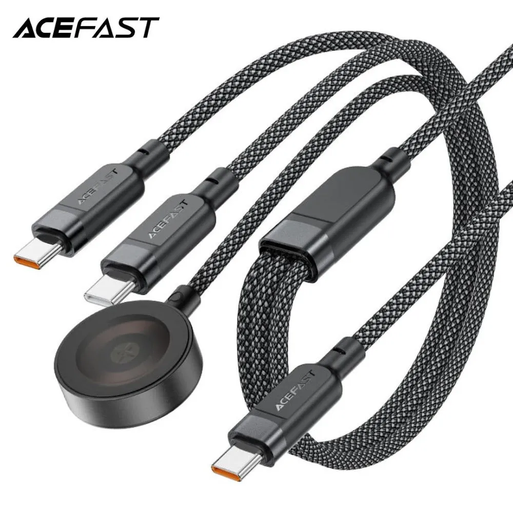 Acefast C6-11 USB-C 3-in-1 100W Intelligent Balance Charging Data Cable (0.8m   0.4m) - Black