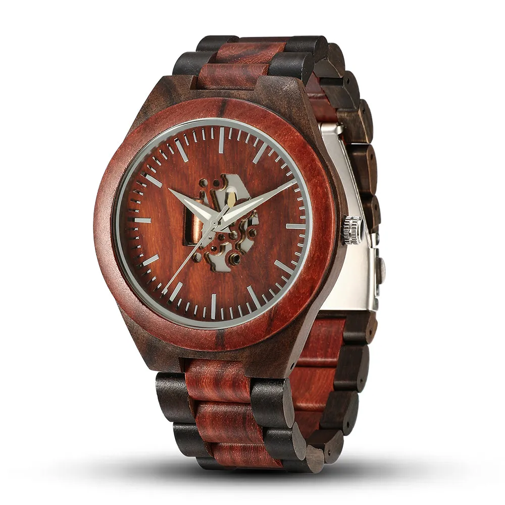 Adraga - Ebony & Red Sandalwood Hollow Face Men Watch