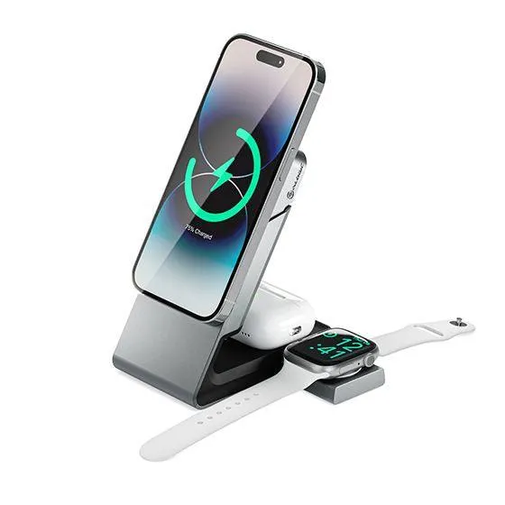 ALOGIC Matrix 3-in-1 Magnetic Charging Dock with Apple Watch Charger - White (MSCDDAWCWH)