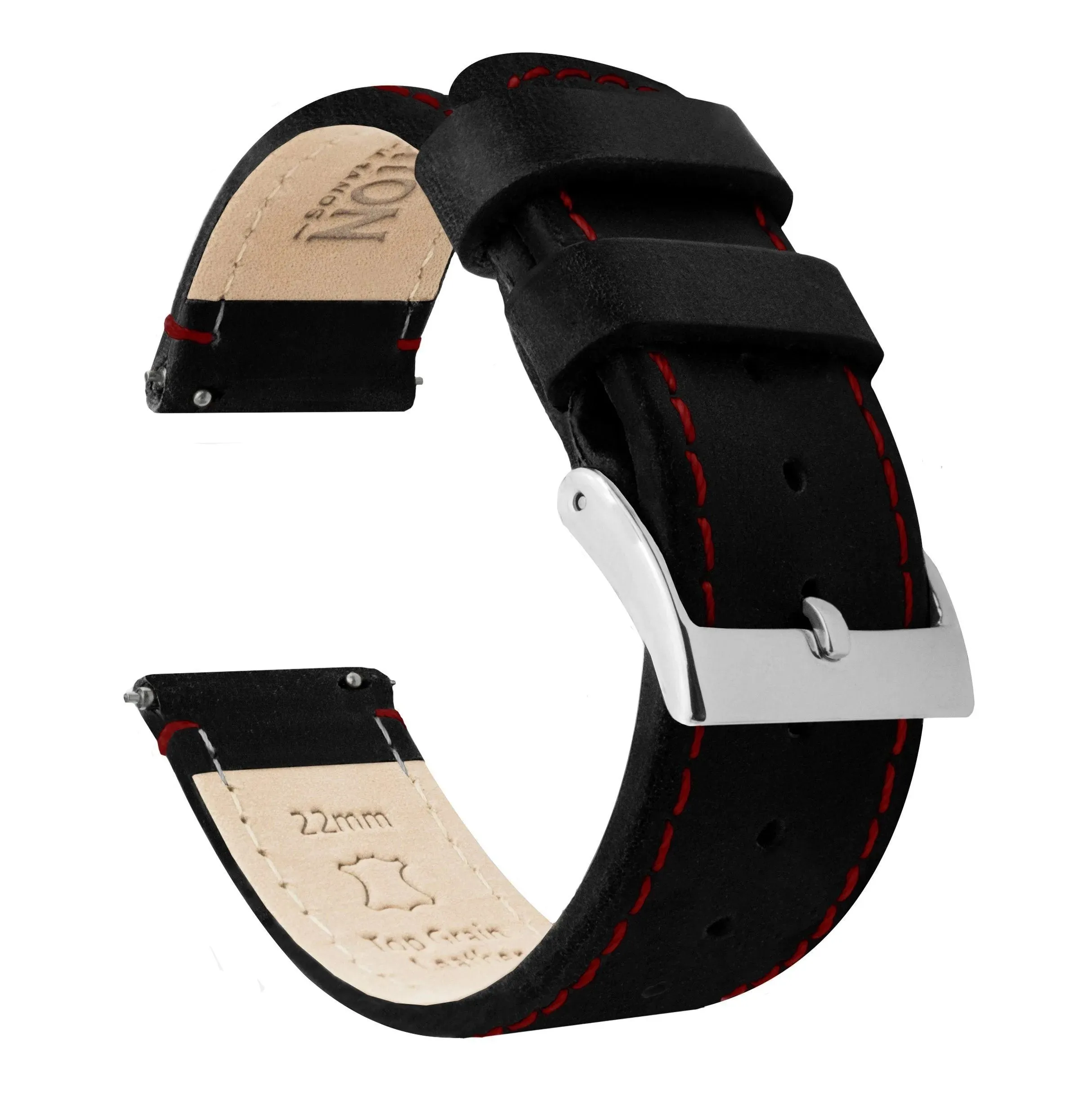 Amazfit Bip | Black Leather & Crimson Red Stitching