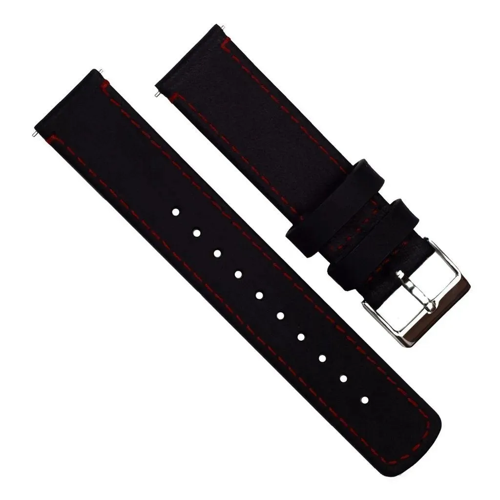 Amazfit Bip | Black Leather & Crimson Red Stitching